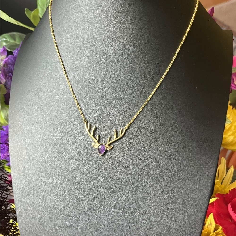 Amethyst Deer Head Necklace - Picture 3 of 6